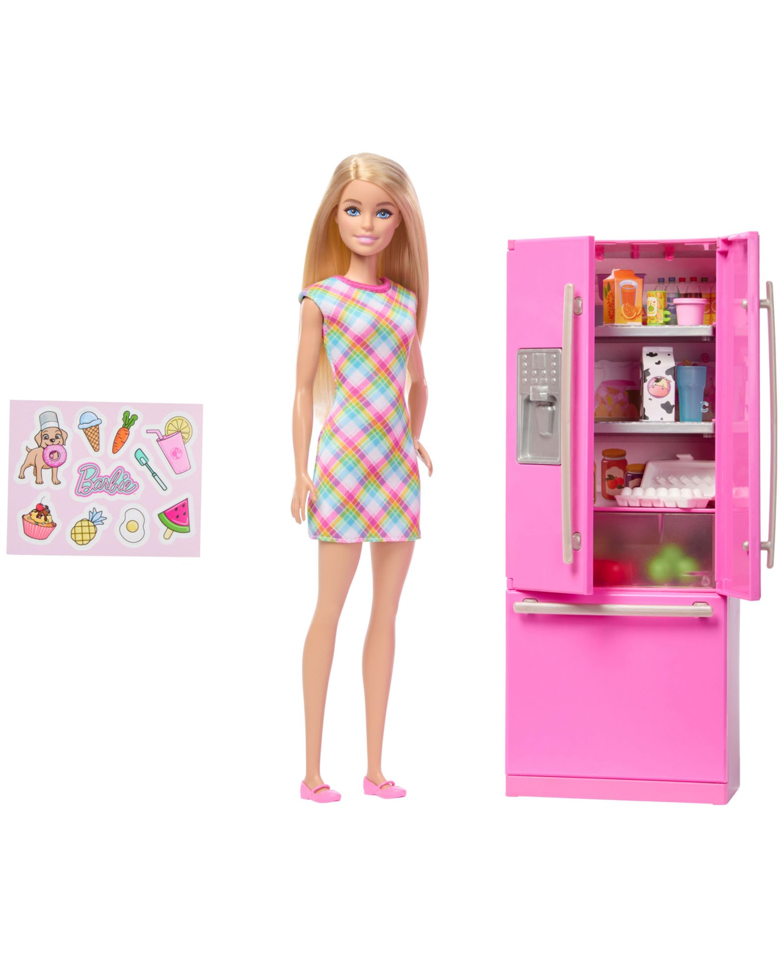 Barbie Kitchen Playset with Refrigerator and Working Doors, Ages 3+