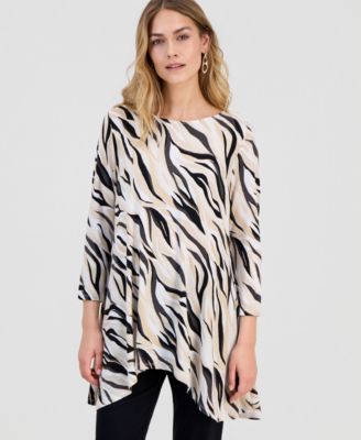 JM Collection Women's Printed 3/4-Sleeve Swing Knit Top, Macy's Exclusive