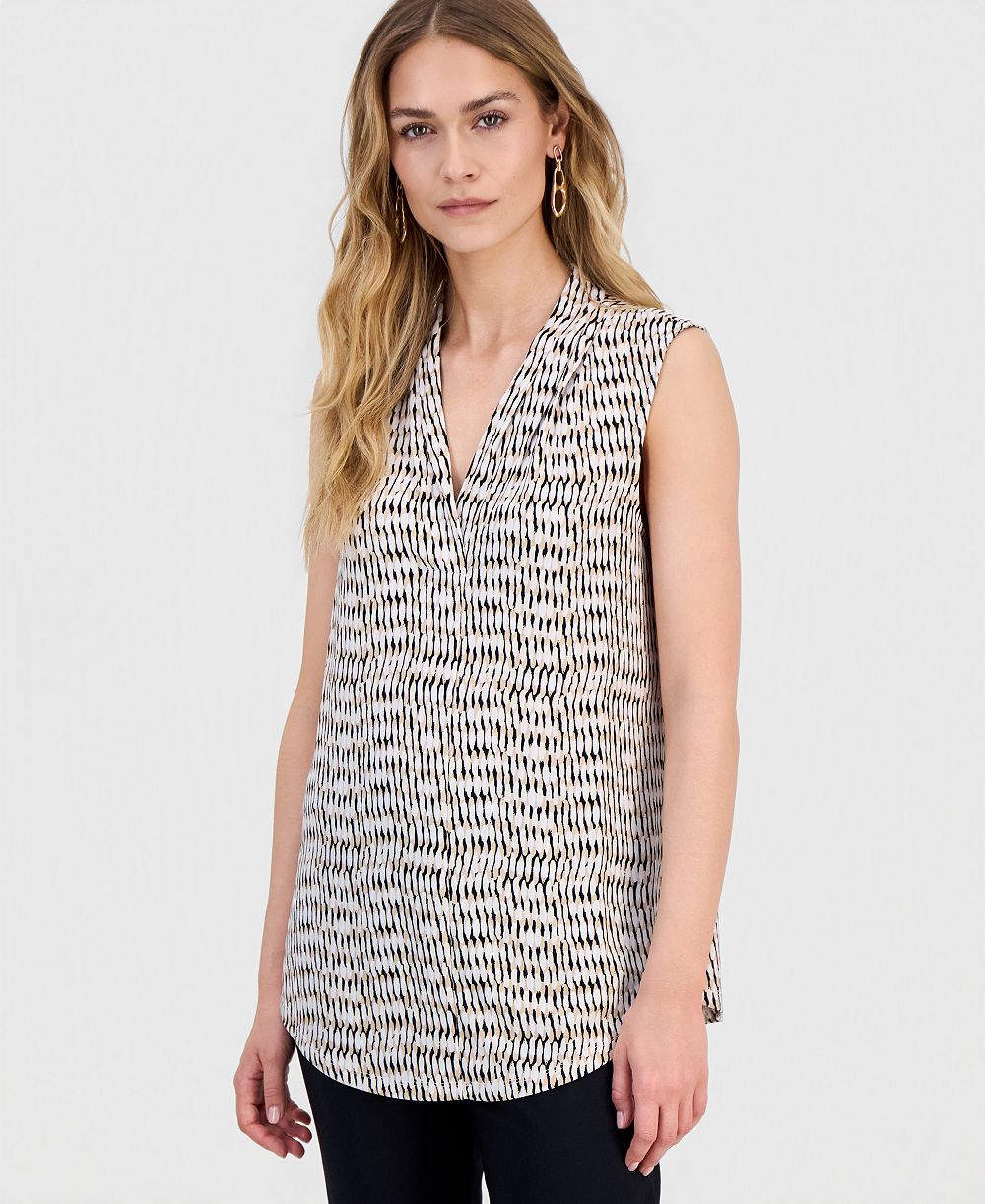 JM Collection Women's Printed Sleeveless V-Neck Knit Top, Macy's Exclusive