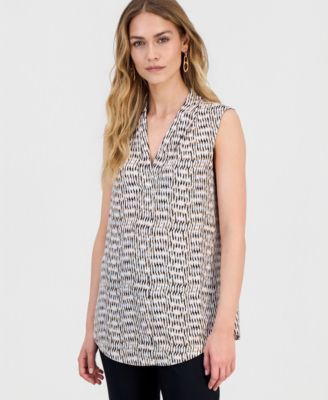 JM Collection Women's Printed Sleeveless V-Neck Knit Top, Macy's Exclusive