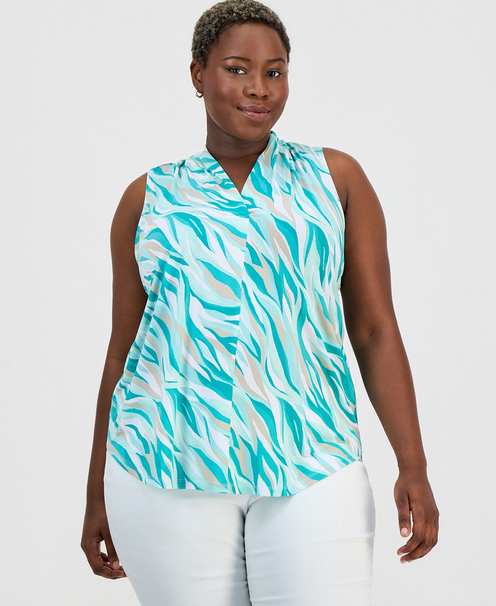 JM Collection Plus Size топ Serena Stripe V-Neck