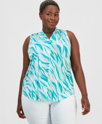 JM Collection Plus Size Serena Stripe V-Neck Top, Macy's Exclusive