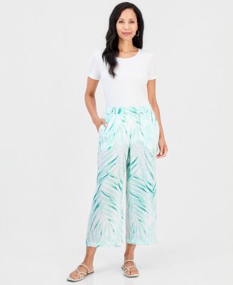Женские широкие брюки-капри JM Collection Trop с тропическим принтом, 25" Inseam