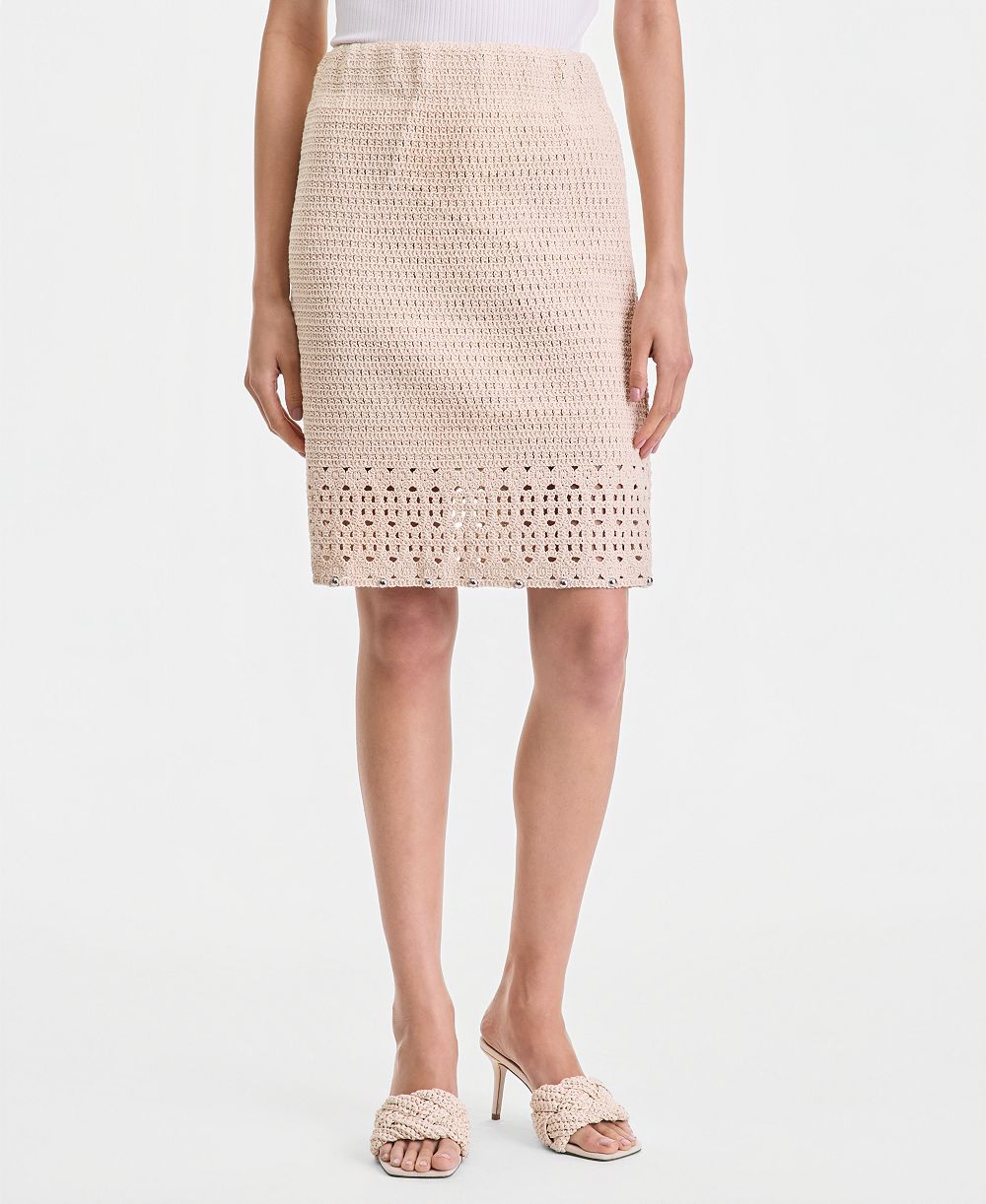 I.N.C. International Concepts Women's Studded Cotton Crochet Sweater Skirt, Macy's Exclusive
