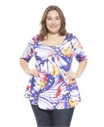 24seven Comfort Apparel Plus Size туника с вырезом лодочкой и рукавом до локтя