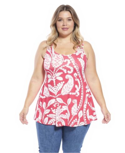 24seven Comfort Apparel Plus Size майка-туника с узором Paisley и круглым вырезом