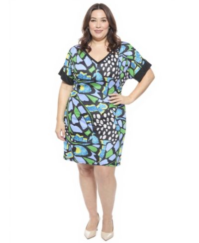 Платье-футболка 24seven Comfort Apparel Plus Size Butterfly Knee-Length