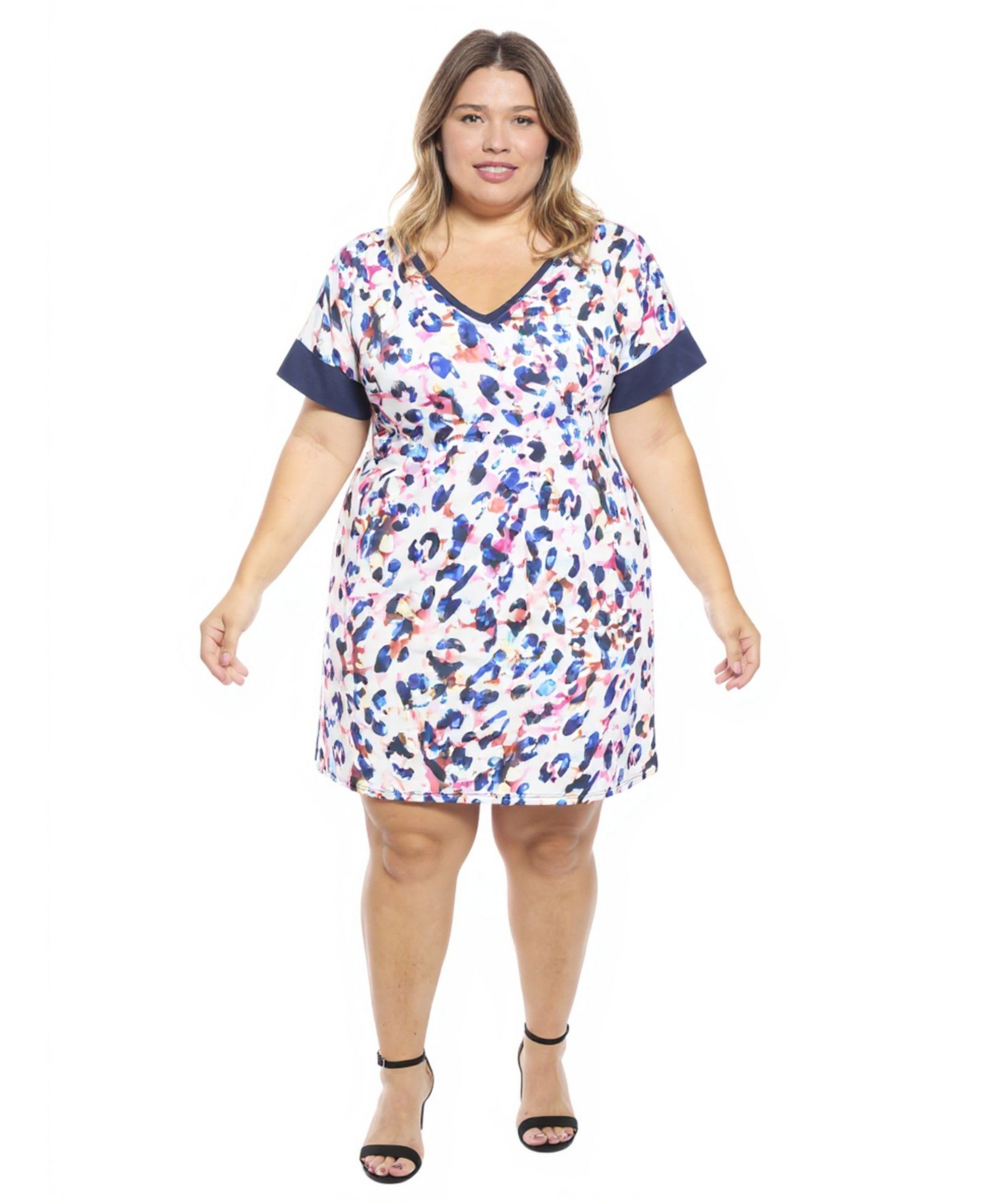 24seven Comfort Apparel Plus Size Abstract T-Shirt Dress