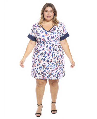 24seven Comfort Apparel Plus Size Abstract T-Shirt Dress