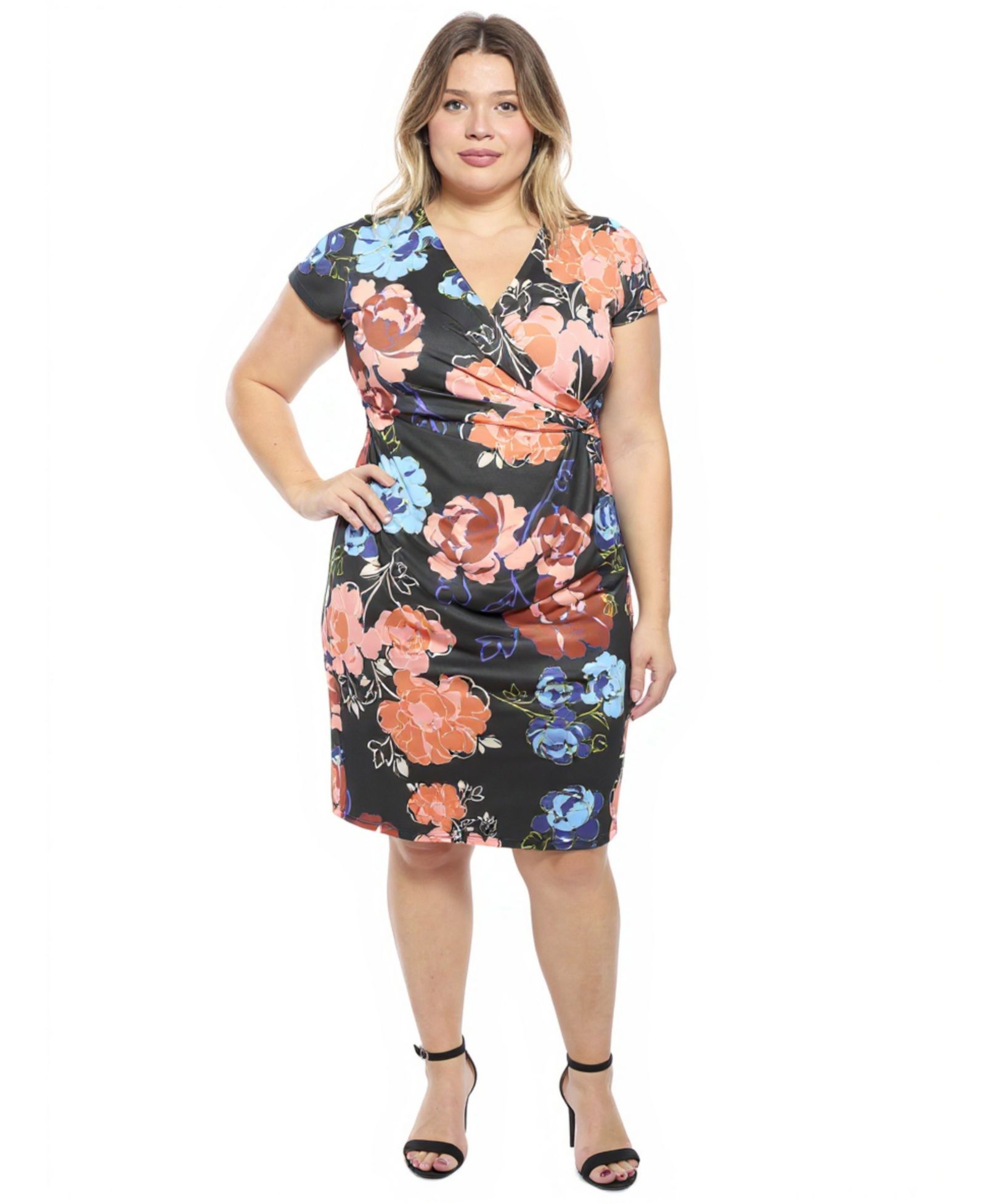 24seven Comfort Apparel Plus Size платье с фальш-облипкой и V-образным вырезом