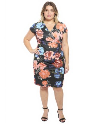 24seven Comfort Apparel Plus Size платье с фальш-облипкой и V-образным вырезом