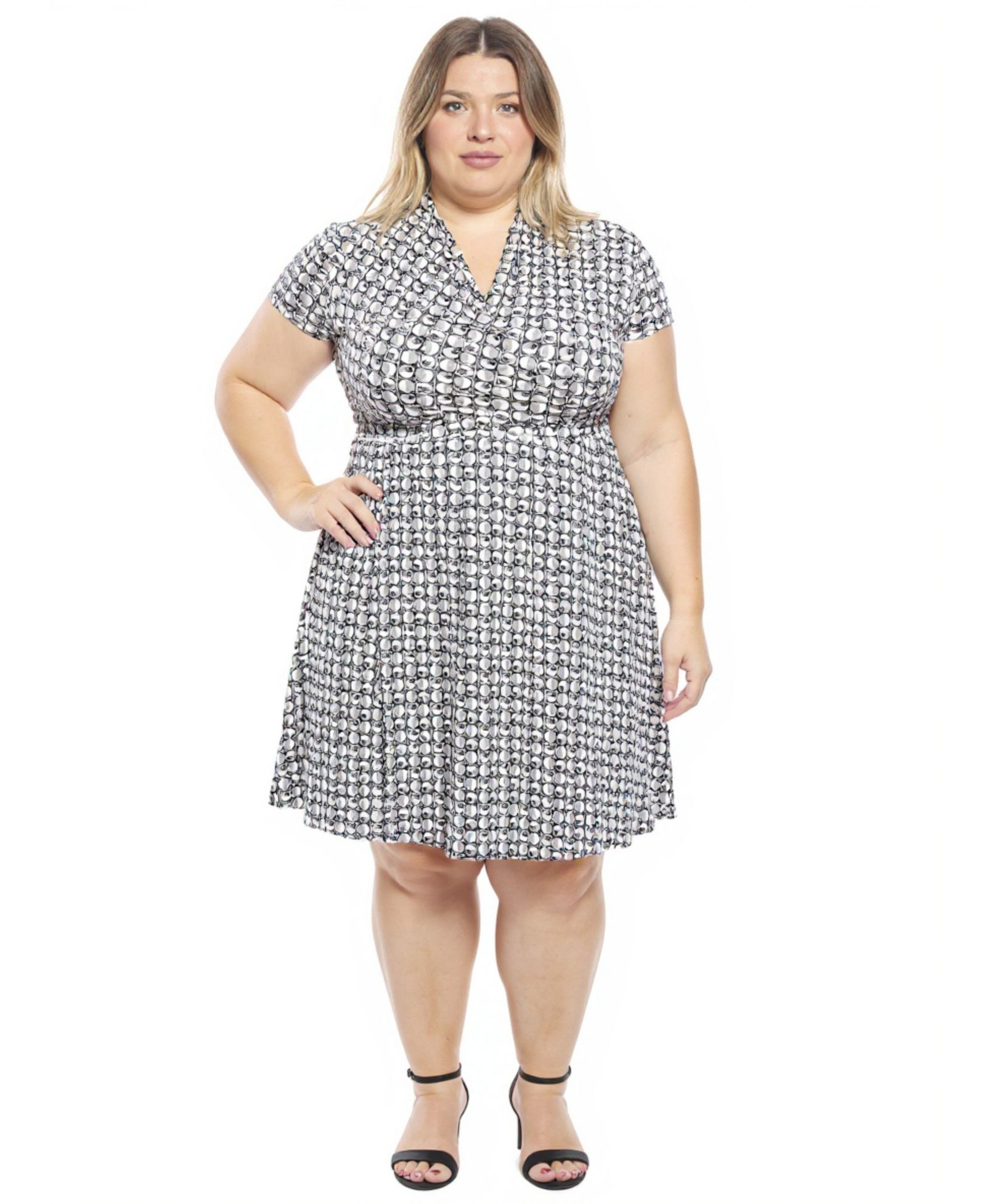 Платье 24seven Comfort Apparel Plus Size Geometric Faux Wrap A-Line