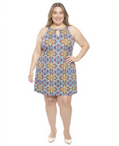 Женское платье 24seven Comfort Apparel Plus Size Floral Paisley без рукавов с вырезом-keyhole