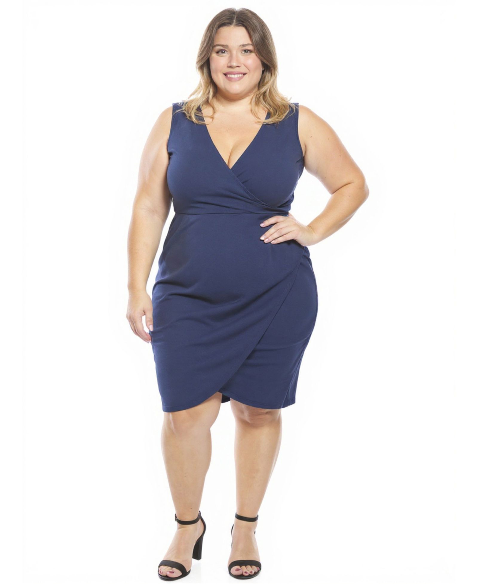24seven Comfort Apparel Plus Size платье с фальш-драпировкой и волнообразным подолом