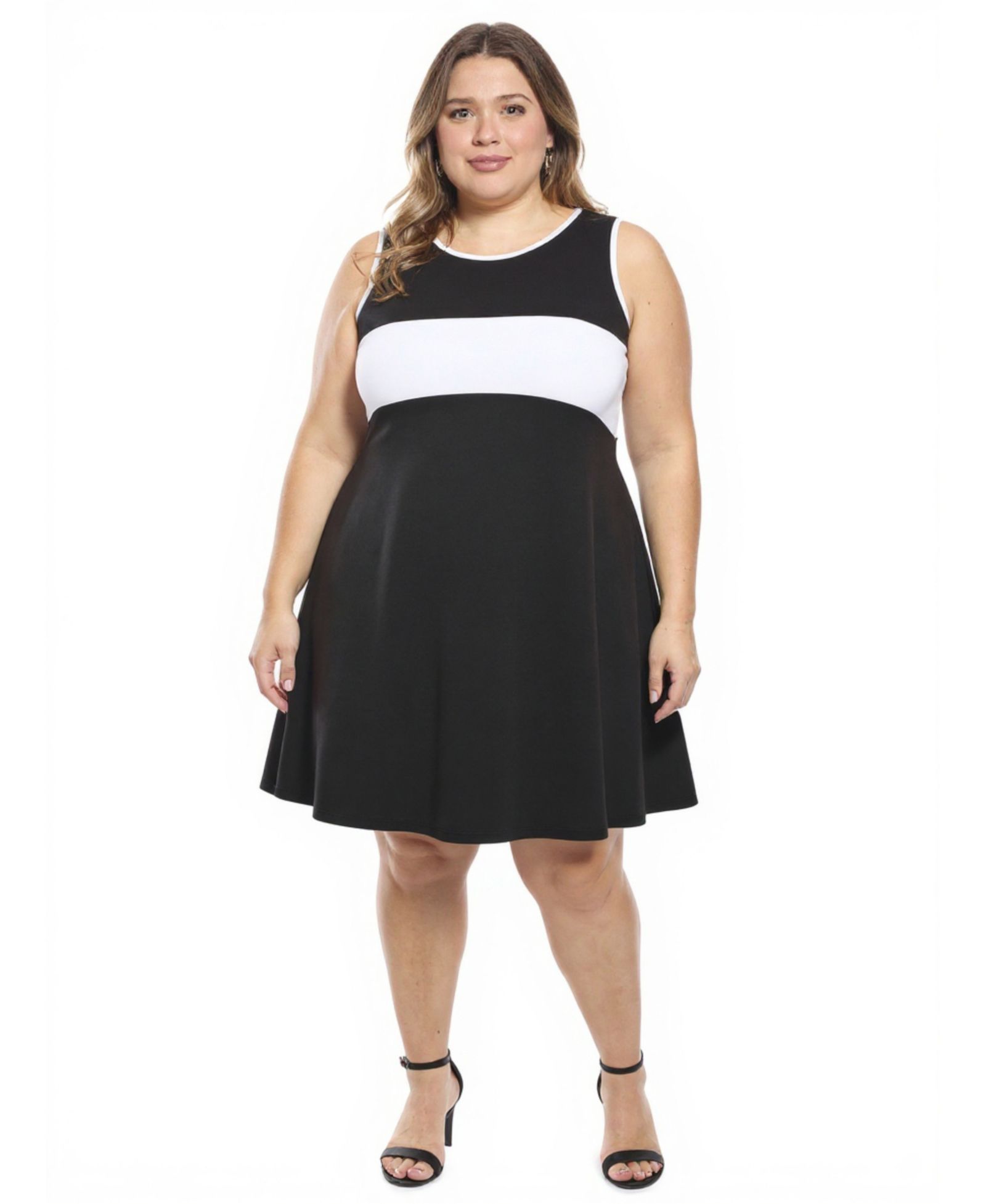24seven Comfort Apparel Plus Size Round Neck Soft Flare A-Line Dress