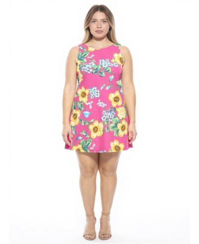 Платье 24seven Comfort Apparel Plus Size Floral Round Neck A-Line