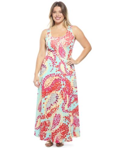Платье макси 24seven Comfort Apparel Plus Size Abstract Scoop Neck