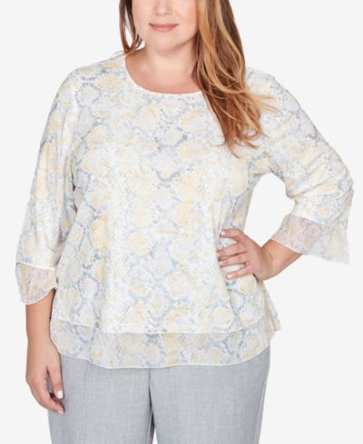 Женский трикотажный топ Alfred Dunner Plus Size с коротким рукавом и принтом питон