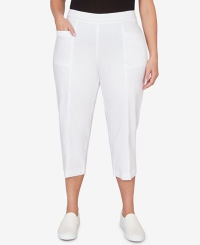 Брюки Alfred Dunner Plus Size The Royal Treatment Relaxed Flat Front Patch Pocket Capri Pants
