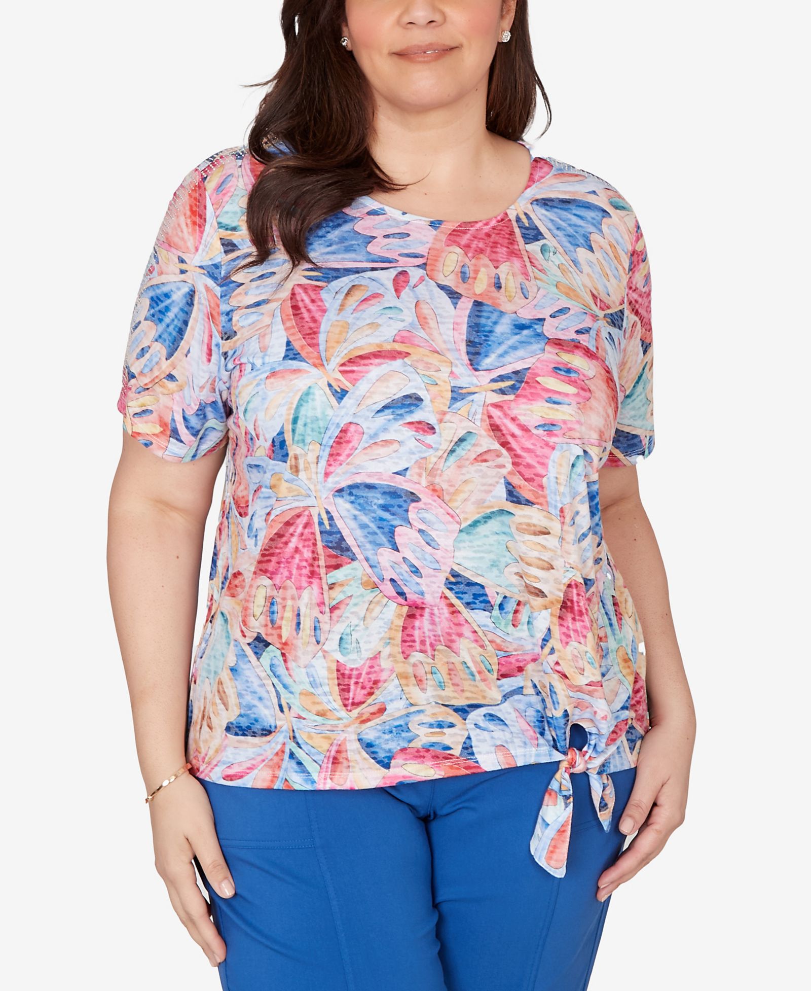 Alfred Dunner Plus Size The Royal Treatment Butterfly Wing Tie-Front Top
