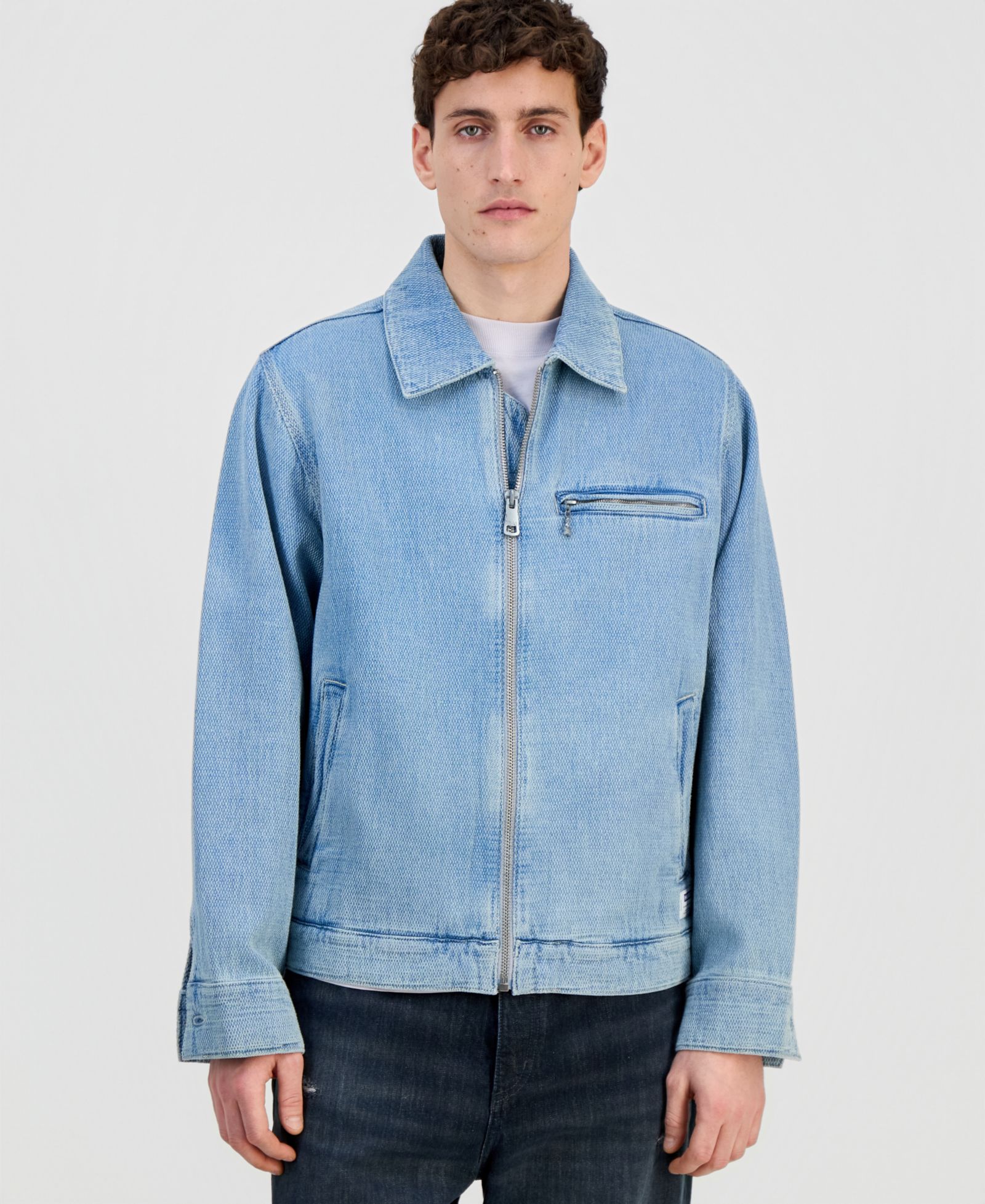 Мужская джинсовая куртка Hugo Boss Cotton Waffle Zip