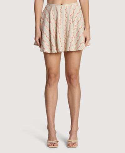 Avec Les Filles Women's Striped Low-Rise Mini Skirt