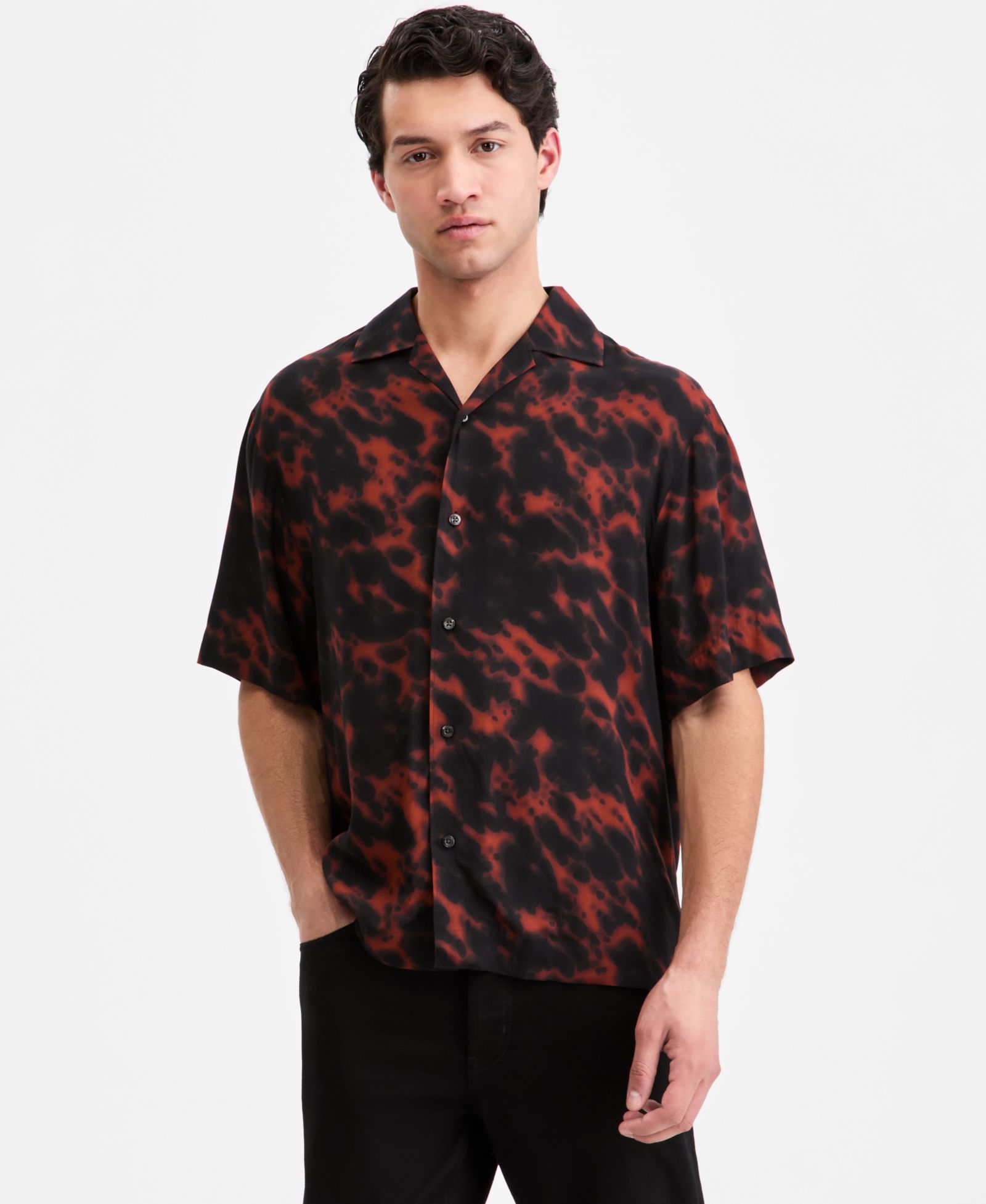 Hugo by Hugo Boss Men's Printed Short-Sleeve Oversized Camp Shirt