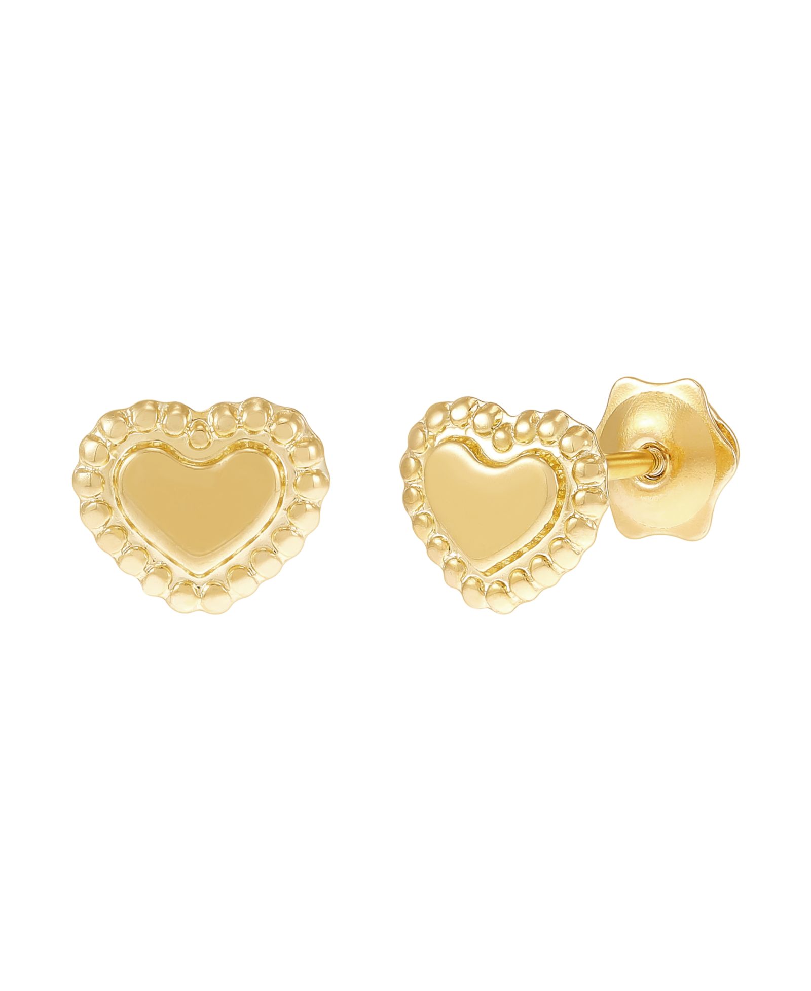 Серьги-гвоздики с сердечком 14k Yellow Gold