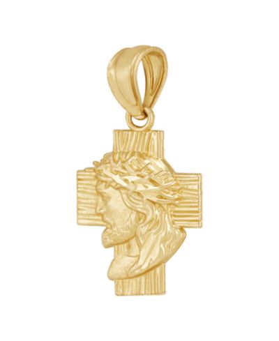 Подвеска Jesus Cross из желтого золота 14k