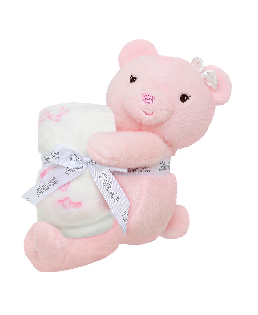 Little Me Baby Faux Fur Plush Bear and Blanket, 2-Piece Set