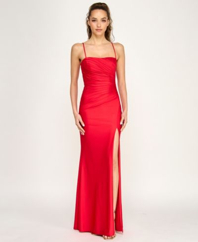 Женское вечернее платье B Darlin Juniors' Square Neck Knit Gown with Side Ruching