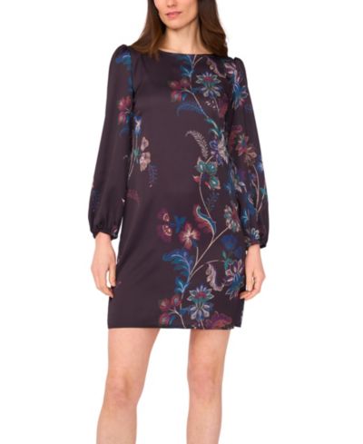 Vince Camuto Женское цветочное платье с длинными рукавами и круглым вырезом