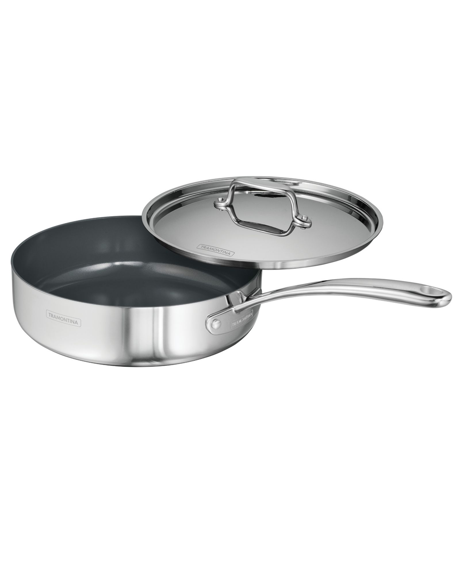 Tramontina Utsava Tri-Ply Clad Stainless Steel 2.9-Quart Covered Deep Sauté Pan