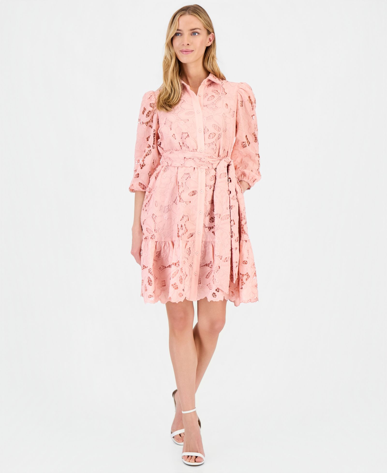Женское платье-рубашка Anne Klein Lace Scalloped-Hem
