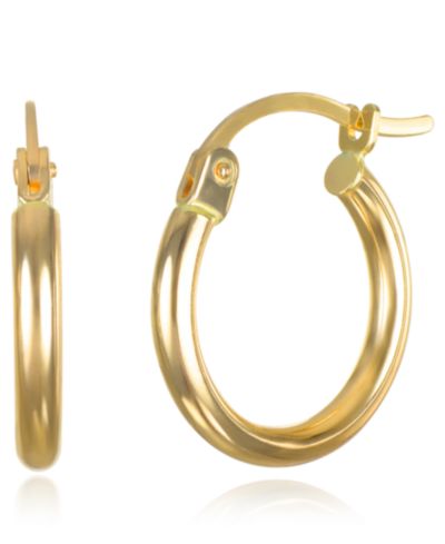 Macy's Hoop Earrings 2x15mm in 10k Yellow Gold