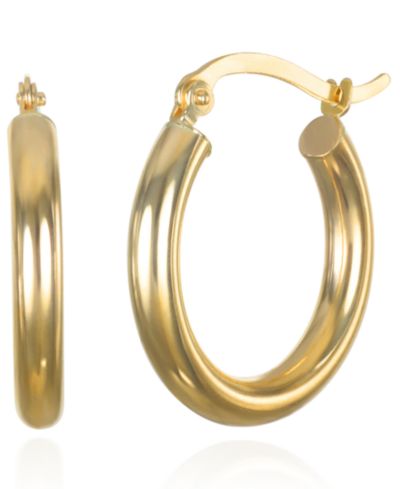 Macy's Hoop Earrings 3x20mm in 10k Yellow Gold