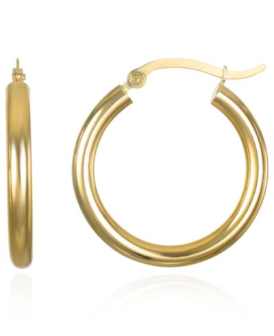 Серьги-кольца Macy's 3x25mm, желтое золото 10k
