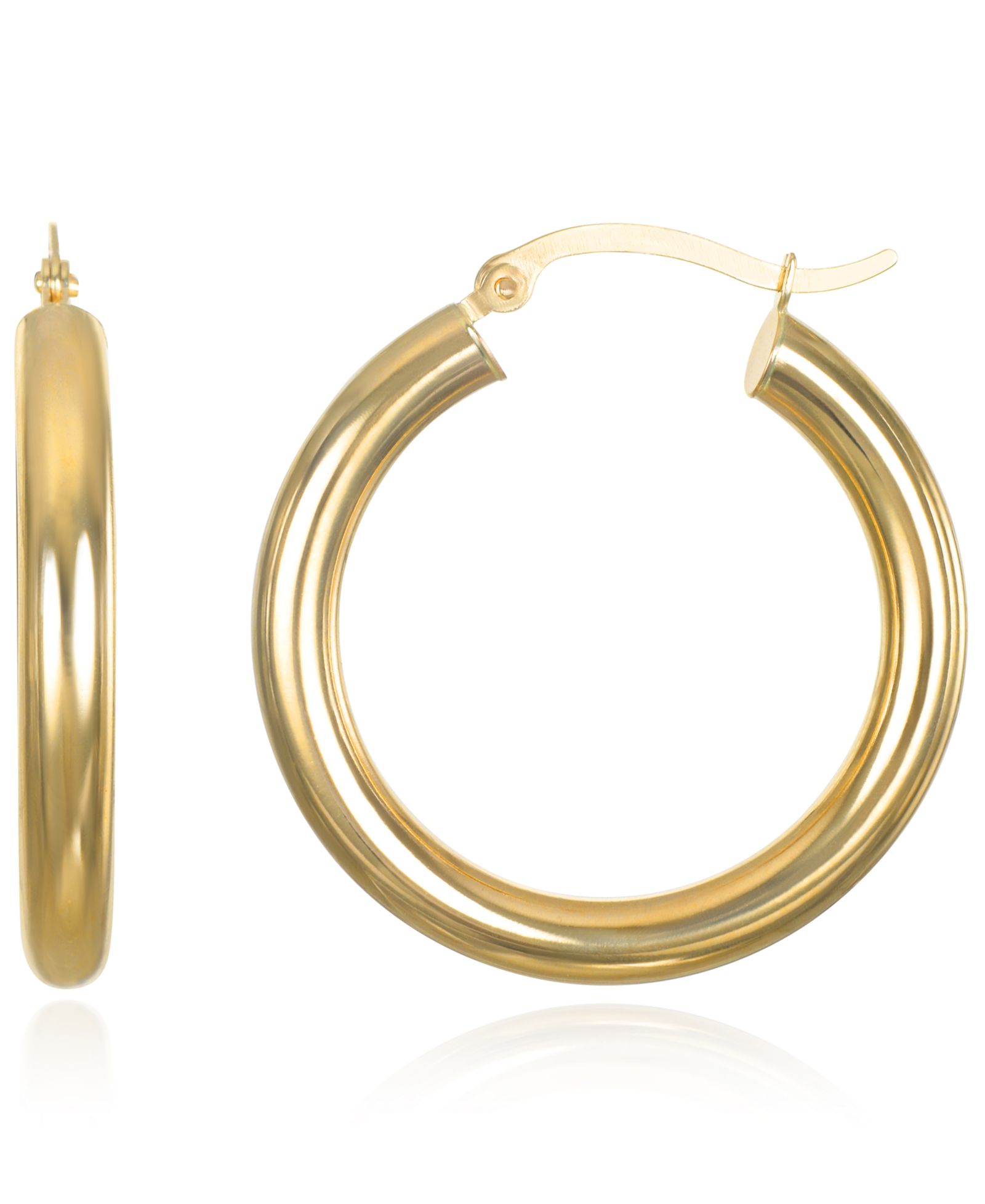 Серьги-кольца Macy's 4x30mm из желтого золота 10k