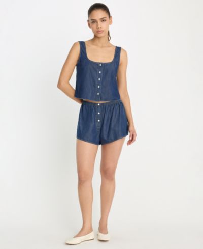 Good American Women's Denim Boxer Shorts