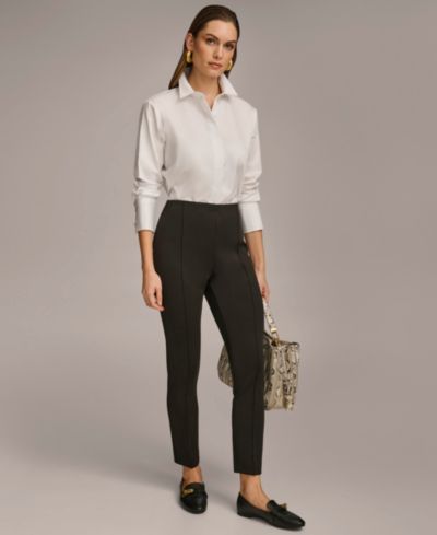Donna Karan New York Petite Mid-Rise Ankle-Length Pants