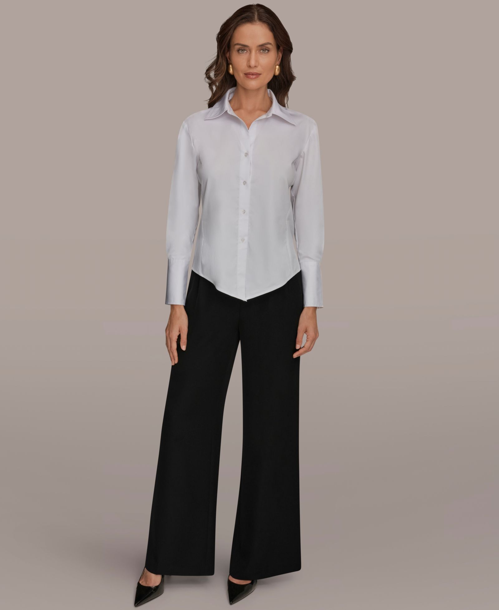 Donna Karan New York Petite Collared Button-Down Shirt