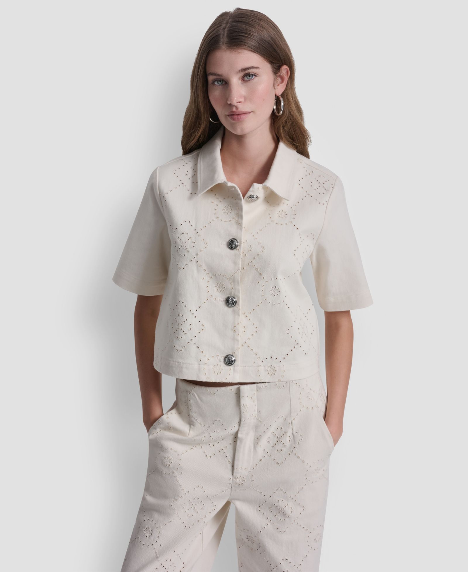 DKNY Jeans Women's Short-Sleeve Button-Front Shirt