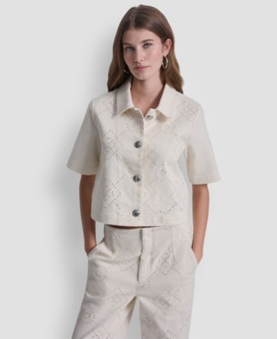 DKNY Jeans Women's Short-Sleeve Button-Front Shirt