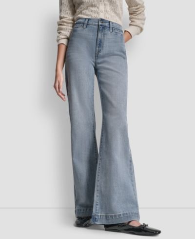 Женские джинсы DKNY Jeans с высокой посадкой и свободным кройсом клеш