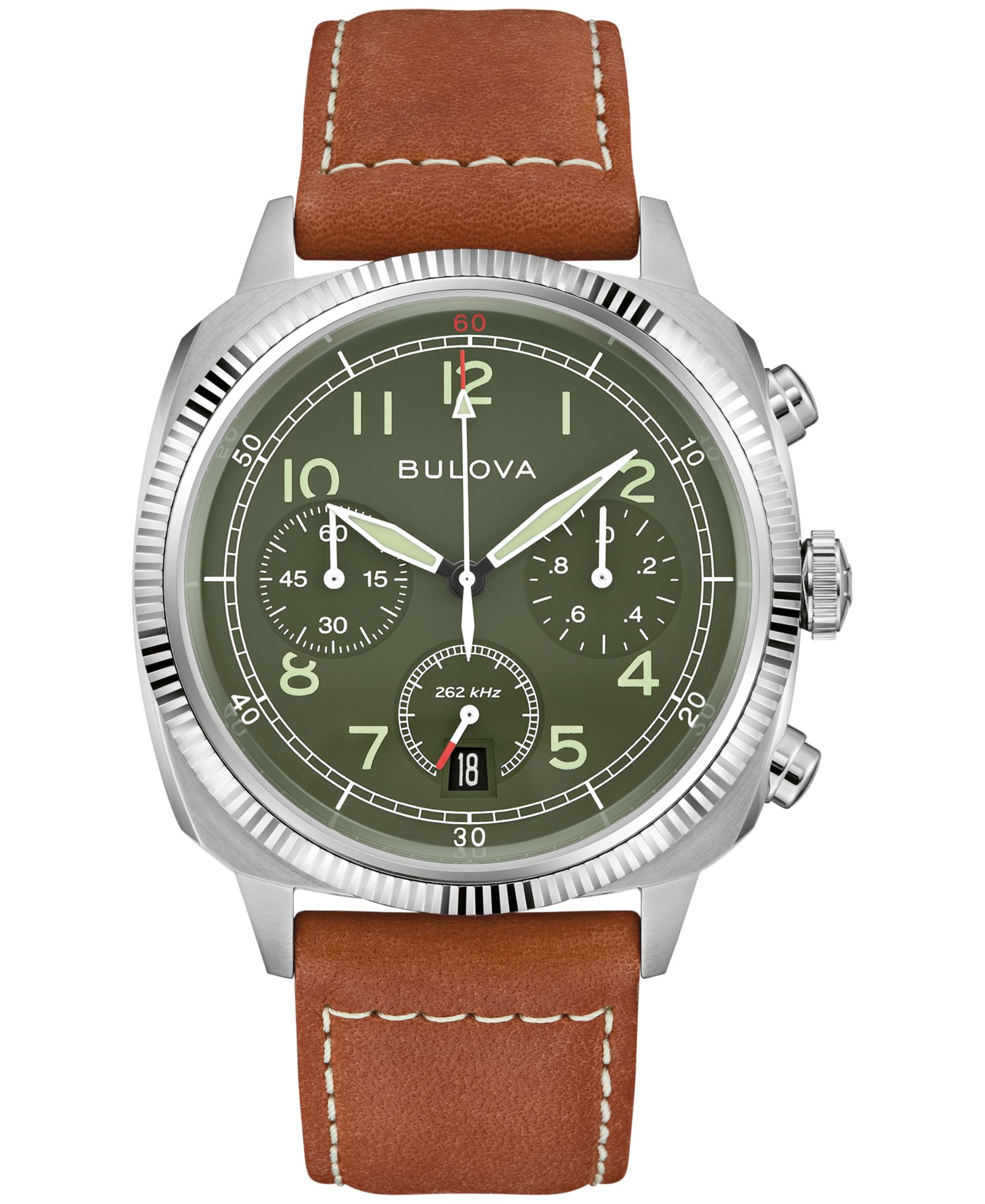 Bulova Men's VWI Chrono Brown Leather Strap Watch 37.5mm