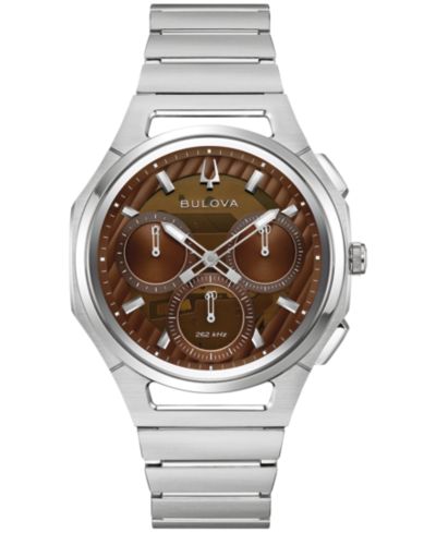 Часы Bulova Men's Curv Progressive Sport Silver-Tone Stainless Steel Bracelet Watch 44mm