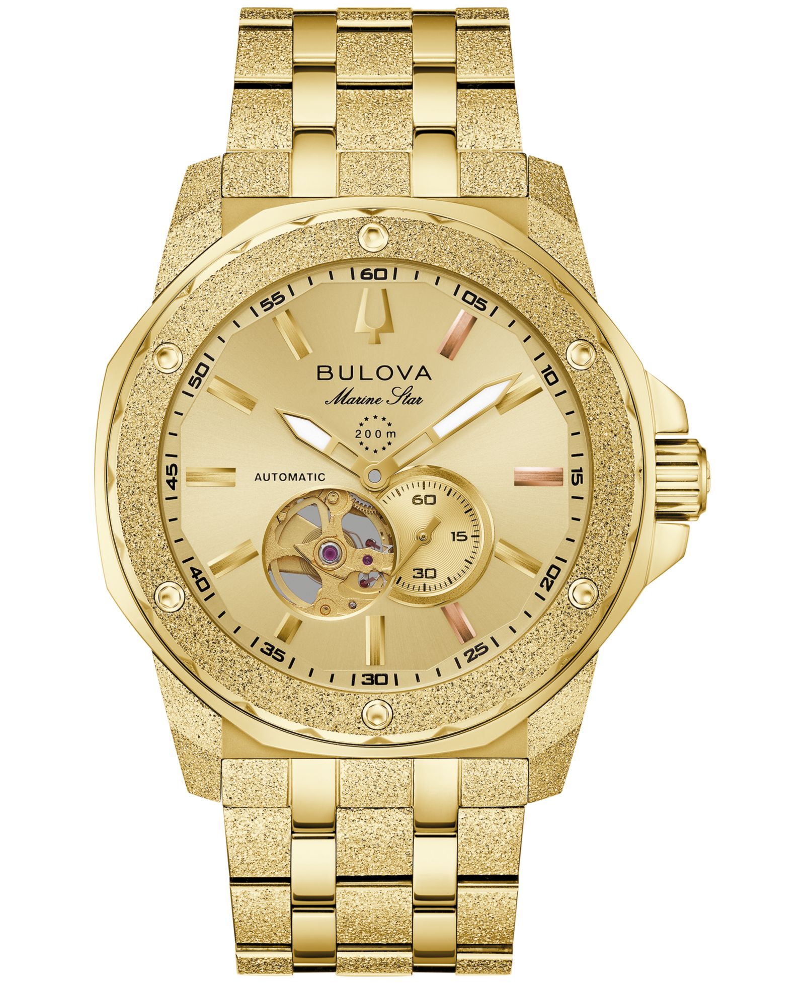 Мужские часы Bulova Marine Star Series A Marc Anthony Gold-Tone Stainless Steel Bracelet Watch 35mm