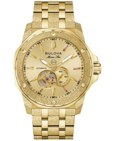 Мужские часы Bulova Marine Star Series A Marc Anthony Gold-Tone Stainless Steel Bracelet Watch 35mm