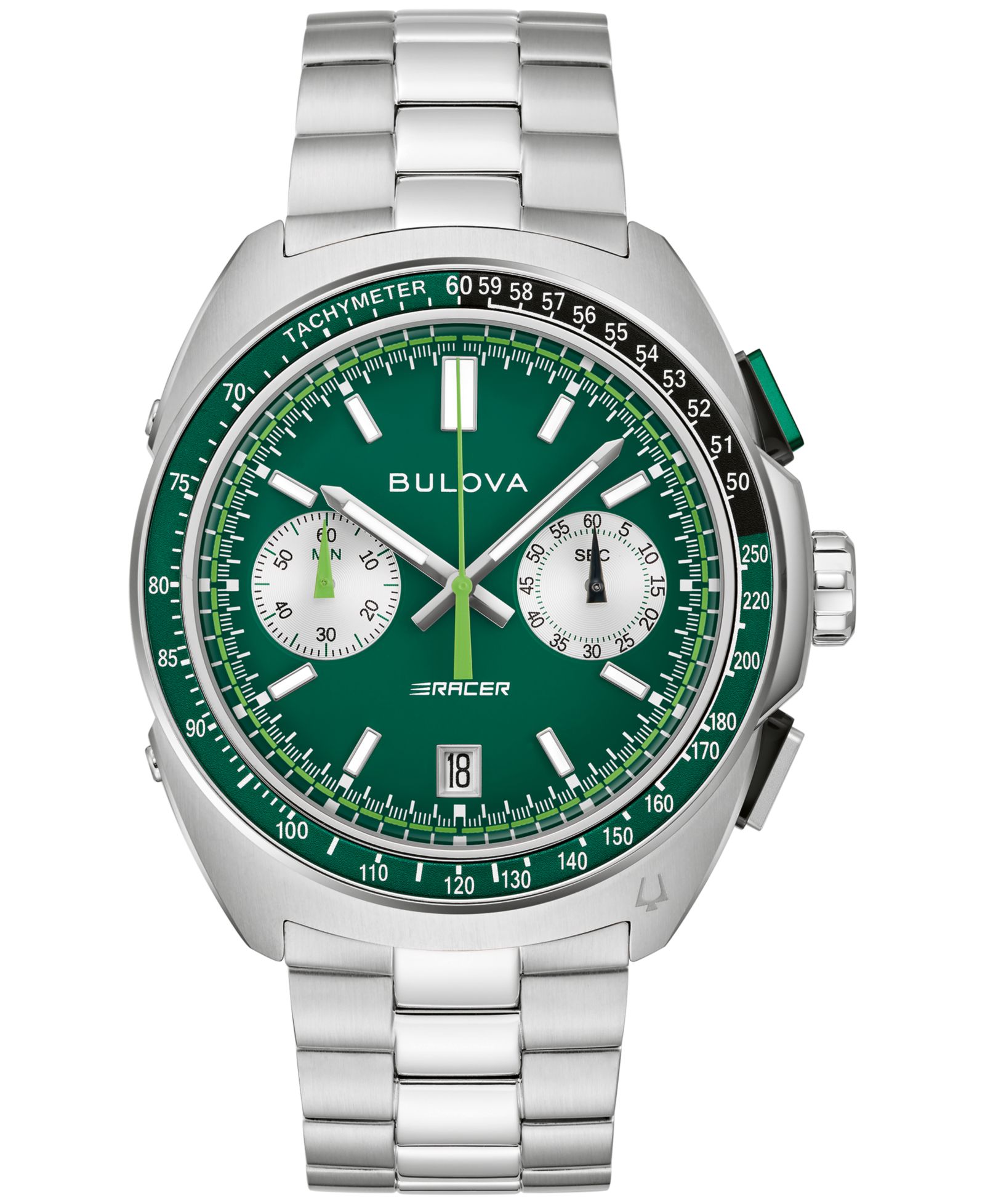 Bulova Men's Racing Racer Silver-Tone Stainless Steel Bracelet Watch 42mm