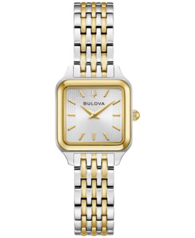 Женские классические часы Bulova Sutton двухцветные из нержавеющей стали 22.7mm